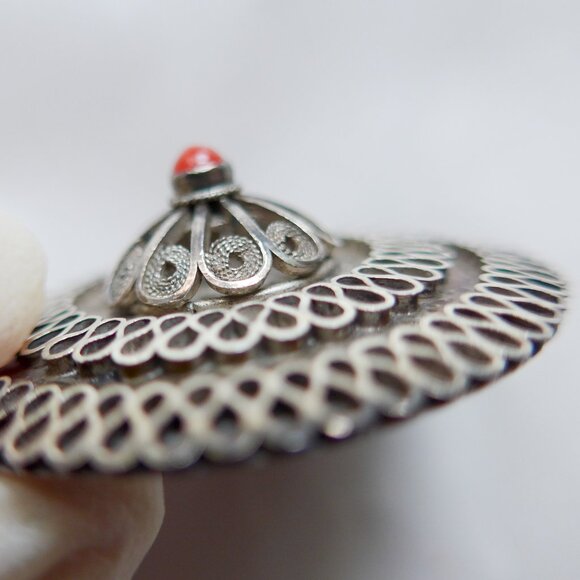 Sterling Silver Pin with Coral - Picture 4 of 9